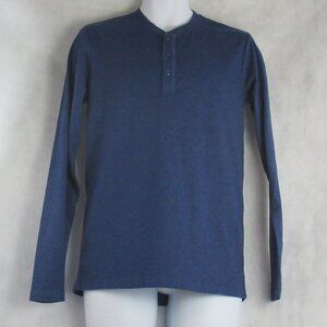 And Now This Men's Long-Sleeve Pullover Henley T-Shirt, Ocean Dark Blue, Small
